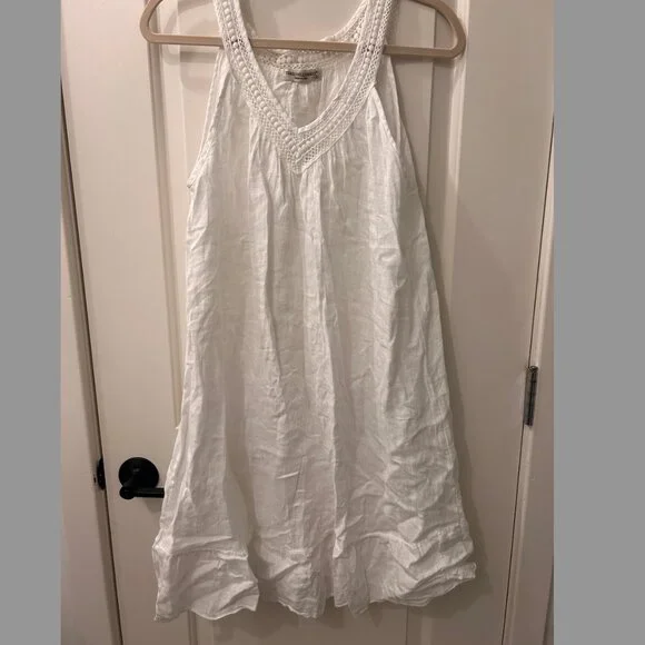 Terzo Millennio | Dresses | Terzo Millennio 0 Linen White Dress Ruffle Size  Small | Poshmark